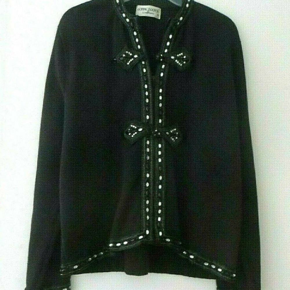 BONNIE BOERER RETRO 50'S BLACK ZIP CARDIGAN - Picture 1 of 6